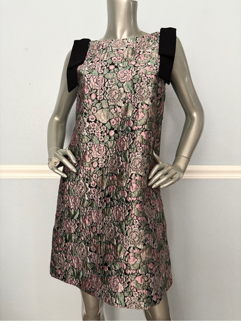 Abbey Glass Dress Michelle Floral Jacquard Sleeveless Bursting Blooms Nwt